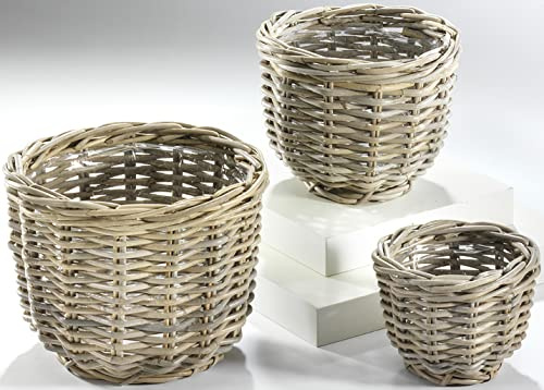 Kobolo Rattanübertopf Rattan Pflanzgefäß Pflanzschalen Rattankorb