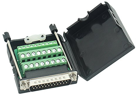 YIOVVOM DB25 D-SUB-Stecker-Adapter, 25-poliger Port-Adapter auf Klemmenstecker, Signalmodul, DB25-Breakout-Platine, lötfrei mit Gehäuse (Stecker, DB25 mit Gehäuse)