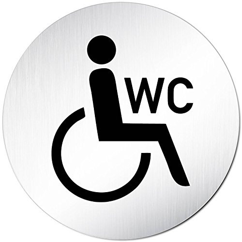 'Cartel XXL inodoro • Ø 100 Mm • Obstáculos – Silla + WC • (aluminio anodizado) • Puerta Cartel Nota Cartel