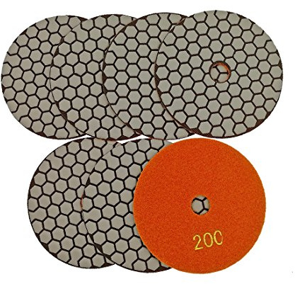 diatool 7/Set 10,2 cm Profi Diamant Flexible Dry Polieren Pads 100 mm Keramik/Fliesen Schleifscheiben Premium Qualität Schruppscheibe