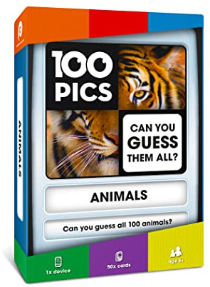 100 PICS Animals Game - Fun Travel Games for Curious Kids (Amazing Animals Pack) [Pocket Card Quiz]