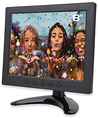 8 Zoll LCD IPS Bildschirm Tragbarer, 1024 x 768 Bildwinkel: 178 ° (H)/100 ° V, HD Video Audio Unterstützt HDMI/VGA/BNC/AV Eingang mit Leuchtdichte: 250 cd/m2 (EU-Stecker)