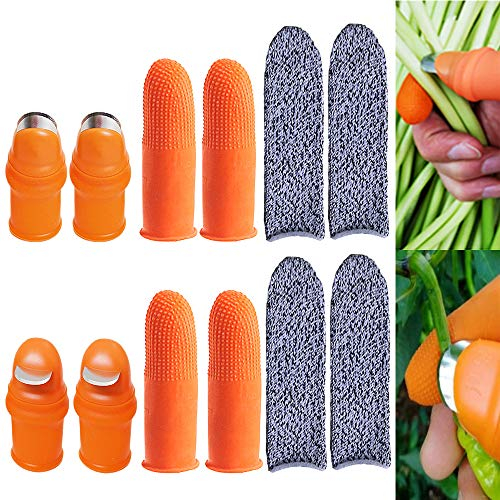 12Pcs Garden Silicone Thumb Knife Tools and Anti-Cut Finger Cover- Finger Fruit Picker Knife Plant Picking Knife Gardening Gifts Plucking Thumb Finger Cut for Trimming Plants Fruit Vegetables