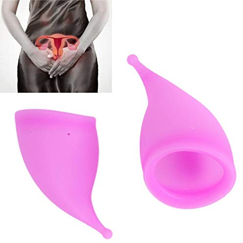 Menstruationstassen-Set, wiederverwendbar, aus Silikon, für Damen, bequeme Hygiene – Alternative zu Tampons und Stoffbinden (lila)