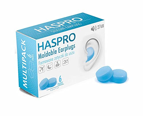 HASPRO [6-par-förpackning] Mjuka öronproppar av silikon för sömn, simning och bad, anti-snarkning, brusreducerande återanvändbara öronproppar. Vuxna och barn