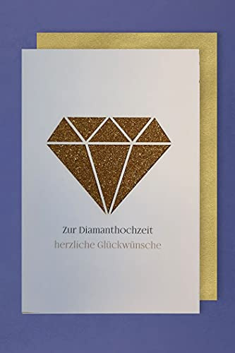 AvanCarte Diamant Hochzeit 60 Edel Gold Luxus Karte Grußkarte Glückwünsche 17x11cm