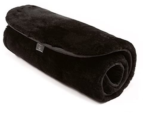 CHRIST Werner Tapis pour Chien en Peau d’Agneau véritable, Le Couchage idéal pour Votre Chien, en Petite et Grande Taille, et de Couleur Noir