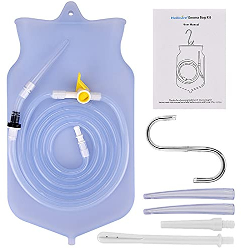 Enema Bag Kit BPA Free, Enema Bag Kit for Colon Cleansing, Non-Toxic Silicone Enema Bag Kit, Home Enema Colonic Irrigation Kit Bag, Reusable Coffee & Water Colon Cleansing/Detox Enemas (2 L)