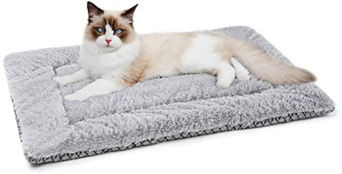 vsshe Dog Bed, 60X45cm Soft Dog Crate Mattress Mat, Two Sided Cool and Warm Crate Mat Pet Dogs Mat, Comfortable Faux Fur Washable Pet Bed Cushion, for Cats and Small and Medium-Sized Dogs