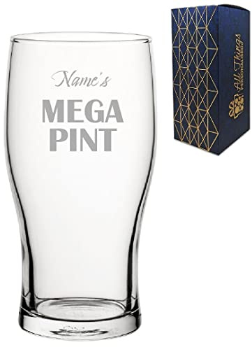 Personalised Engraved Mega Pint Glass, 20oz Novelty Tulip, Funny Birthday Present, Bold Design, Engraved in the UK