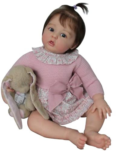Lonian 24 Zoll 60cm Neue Babypuppe mit Baumwollkörper für Kinder Spielen Spielzeug (Blue Eyes)