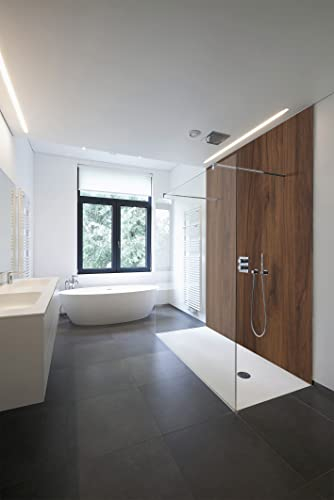 WALLando Pannello posteriore doccia premium 250 x 100 cm – Rivestimento da parete facile da montare per doccia e bagno – Pannello doccia in PVC di alta qualità effetto legno opaco – rovere Cantania