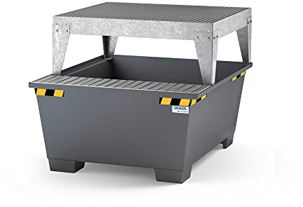Auffangwanne pro-line aus Stahl für 1 IBC, lackiert, Abfüllbock