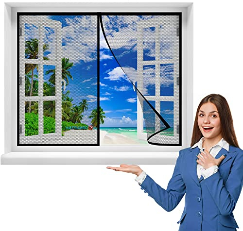 Fliegengitter für Fenster als Rollo, 115 x 170 cm Anti Moskito Fliegengitter, Insektenschutzrollo Fliegengitterrollo für Terrassentür Wohnzimmer Balkontür(Schwarz)