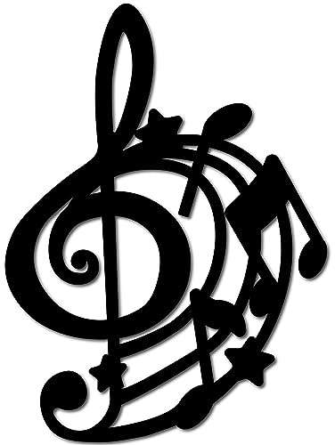 CREATCABIN Musical Note Wall Art Decor Wood Sign Wooden Laser Cut Basswood Silhouette Decorative Hanging Sculpture Unfinished for Painting Crafts DIY Music Studio Coffee Door Gift Black 8.6x11.8Inch