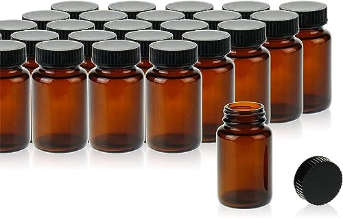 ALWSCI Weithalsflasche 100 mL Braunglasflasche mit schwarzem Polyethylen-Schraubverschluss, PE-Septen 50x87.5mm, 24er Pack