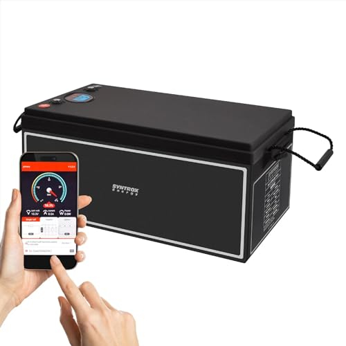 Syntrox 200Ah Lithium LiFePO4 Wohnmobil 24V Batterie, Externes Display, 2000 Zyklen Lebensdauer, Kunststoff- und Edelstahlgehäuse