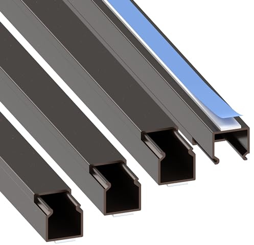 Habengut | Mini Kabelkanal Bronze 15x15 mm – Flacher, Selbstklebender TV Kabelkanal für Wand & Möbel, ohne Bohren, 4X 1 m – Kabel verstecken, aus überstreichbarem PVC