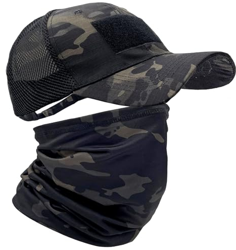ehsbuy Camo Mesh Basecap Herren mit Kühlenden Schlauchschal Army Tactical Cap Gesichtsschal Militär Airsoft Sommer Trucker Cap Bandana Neck Gaiter Snoods für Jagd Laufen Sports & Outdoor