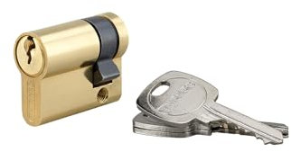 THIRARD - Demi-Cylindre de Serrure STD Unikey - Laiton - S'entrouvrant - Mécanisme à 5 Goupilles - 30 x 10 mm - Jaune/Doré - Protection Anti-Arrachement - Livré avec 3 Clés Crantées