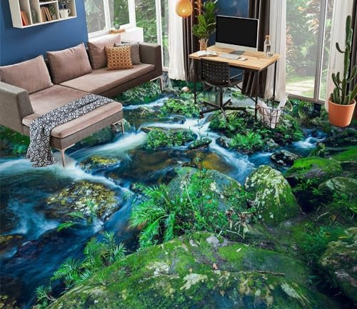 Benutzerdefinierte Boden Wasserdichte Stereo-Aufkleber 3D-Flusssteine, 150 x 105 cm 3D-Bodenfliesen Aufkleber Bodenbelag Tapete Wandbild PVC Wasserdicht selbstklebende Tapete Wohnkultur