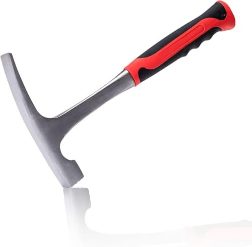 WISEPRO Rock Pick Hammer, Geology Hammer with Flat Head, Forged Steel Masonry Brick with Shock Absorption Anti Slip Handle for Mining