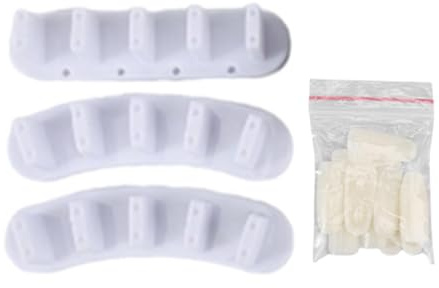 FashionCha Présentoir pour 3 Capsules de Faux Ongles, Outil de Nail Art pour La Peinture, Support D'entraînement pour Capsules, Support pour Débutants, BLANC