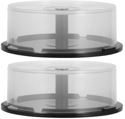 Cabilock 2er CD Aufbewahrungsbox mit Spindel, leer, für CD und DVD | 2 leere Spindelboxen zur übersichtlichen Aufbewahrung von CDs und DVDs