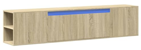 vidaXL Väggmonterad tv-bänk LEDs sonoma-ek 180x31x39,5 cm, väggenhet, väggmonterad TV-enhet, väggmonterat skåp, TV-väggenhet, hängskåp, väggförråd