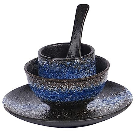 BEBEMOKO Japanese Bowl Ceramic Tea Cups Matcha Bowl Sushi Plate Multi-Function Spoon Dishwasher Safe Tableware