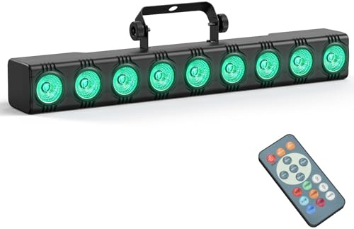 FODEXAZY 9x6W LED Bar Wallwasher mit Fernbedienung, RGBW 4-in-1 LED Discolicht Partylicht Bühnenlicht Lichteffekte Strobe Beleuchtung für DJ Party, 1 Stück