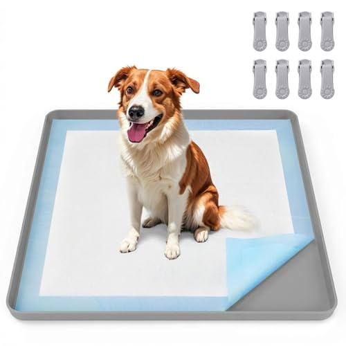 VavoPaw Hund Urinierpad Halter, 24 × 24 Welpen Unterlagen Halter mit Klammen, Erhöht Kante Lecksicher Hundetoilette Halter, Wasserdicht Silikon PIPI Matten Halter, Leicht zu Reinigen Welpentoilette