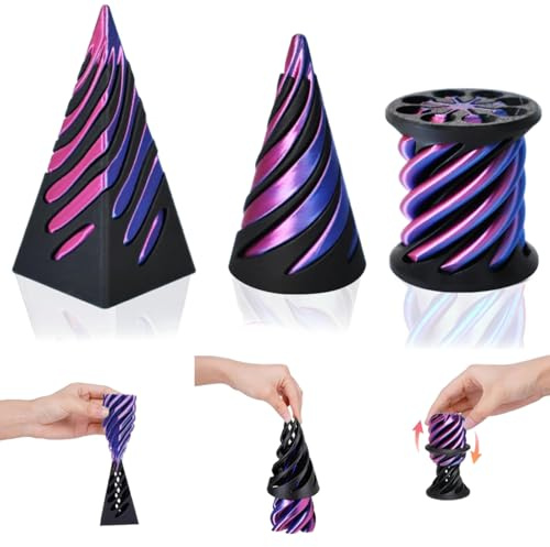 Impossible Cone (3PCS), 3D-Druck Spiral Cone Fidget Toy, Pyramid Spirale Spielzeug Passthrough Sculpture, Skulptur Stress Relief Desktop Dekorationen Spielzeug für Kinder Erwachsene Geschenk (Purple)