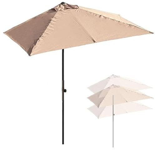 Mezzo Ombrellone da Giardino 200x100cm, 250x130cm, Protezione UV Resistente all'Acqua per Parete, Balcone, Porta e Ponte(Natural,250x130cm)