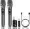 Micrófono Inalámbrico, Micrófono de Mano Dual Dinámico Profesional con Receptor Recargable, Duración de 40 H, Alcance de 60 m, Micrófonos de Karaoke para Karaoke, Canto y Fiestas en Casa (Gris)