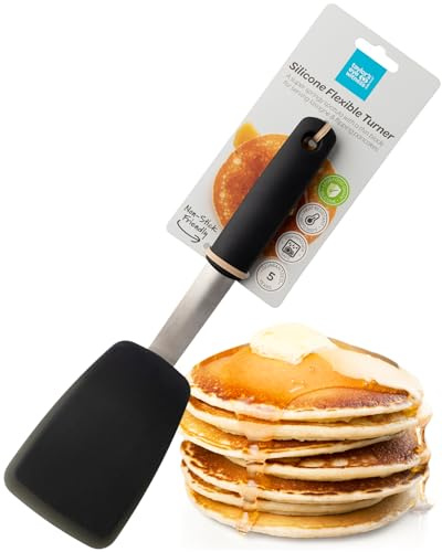 Taylor's Eye Witness Black Flexible Silicone Turner – Heat & Scratch Resistant Solid Kitchen Spatula with Soft Grip Handle. Stainless Steel Core for Durability. Perfect for Flipping & Serving Food.