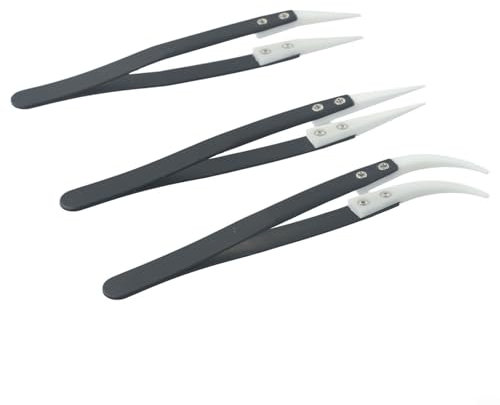 Set di tre pinzette in ceramica non conduttive, strumento essenziale per saldatura e riparazione elettronica