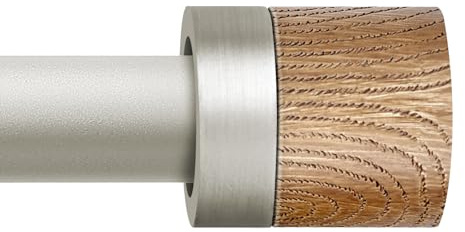 Boho-Gardinenstangen für Fenster, ca. 81 bis 114 cm, robuste Gardinenstange mit 2,5 cm aus Holz, verstellbar mit Endstücken in Holzoptik, rustikales dekoratives Vorhangstangen-Set im Landhausstil