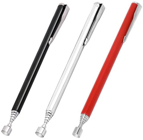 Imán telescópico de varilla, 3 unidades, extensible a 65 cm, barra magnética extrafuerte de acero inoxidable, elevador magnético telescópico para tornillos, tuercas, llaves y piezas de metal