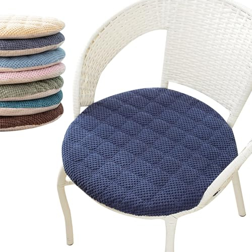Sitzkissen Rund 50 cm, Cordstoff Stuhlkissen 2er Set, Outdoor/Indoor Sitzauflage mit Reißverschluss, Rutschfestes Sitzpolster für Stuhl, Esszimmer, Küche, Garten