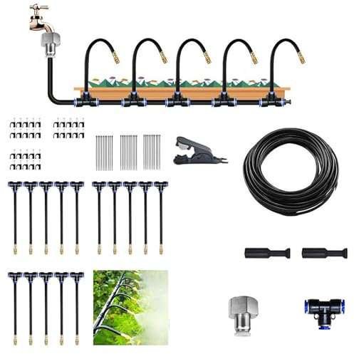 360° Arc Garden Irrigation System Kit, Adjustable Nozzle Automatic Watering System for Garden, Greenhouse, Lawn & Potted Plants (15M/49FT)