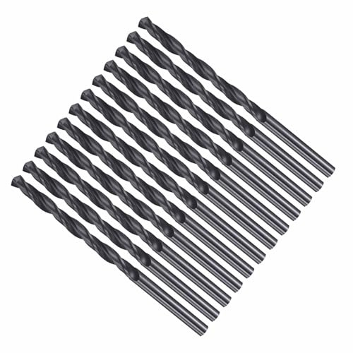 CoCud Drill Bit 4.9mm Cutting Diameter 4241 HSS for Wood 12-Pieces | Nitriding Black 118° Cutting Angle Versatile Bits - (Applications: for Drilling Plastic Wood Soft Metal)