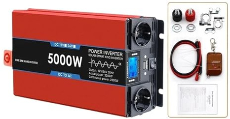 Convertisseur Convertisseur Batterie Externe Portable Onduleur Solaire Voiture Transformateur 12000 W 8000 W 5000 W Onduleur Sinusoïdal Pur DC 12V 24V vers AC 220V Transformateur(12V,220V_5000W)