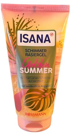 Isana Golden Summer Schimmer Rasiergel | für einen zarten Schimmer auf der Haut | 150 ml