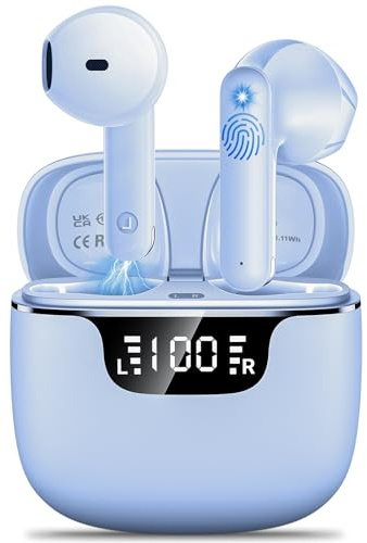 Ecouteurs Bluetooth sans Fil, Godyse Oreillette Bluetooth 5.4 avec 4 ENC Réduction Antibruit Mic IP6 Étanche HiFi Son Stéréo Contrôle Tactile 42 Heures Durée Écouteurs sans Fil pour iOS Android Violet