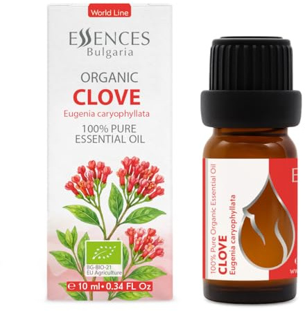 Aceite Esencial De Clavo Orgánico Essences Bulgaria 10 Ml | Eugenia Caryophyllata 100 % Puro Y Natural | Sin Diluir | Grado Terapéutico | Aromaterapia | Cosméticos | Cruelty-free