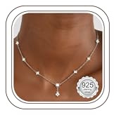 Finrezio Collar Colgante Mujer Collar Plata de Ley 925 Con Circonita Cúbica Collar Cadena Plata Gargantilla Collares para Mujer Novias de Boda Regalos Joyería Plata Collar Mujer