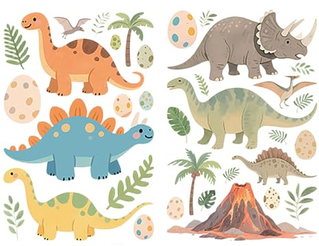Dinosaur Wall Stickers Dinosaur Bedroom Decor Peel and Stick Wall Stickers Kids Sticky Back Wallpaper for Nursery Kids Bedroom Classroom Playroom Living Room Art Murals Decorations