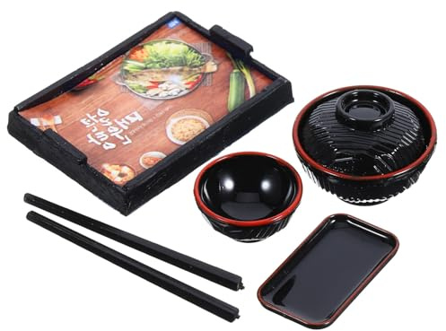 ERINGOGO Set di Stoviglie in Miniatura Giapponese 5 Pezzi per Casa delle Bambole, Modelli Vintage Leggeri e Resistenti, Decorazioni per Giochi di Ruolo e Scenografie