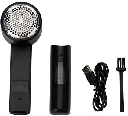 JATA JEQP1272 uppladdningsbar elektrisk luddborttagare med LED-skärm, 3-växlad klädrakare, 6 blad rostfritt stål, 1 200 mAh USB-C-batteri, tar bort ludd och bollar